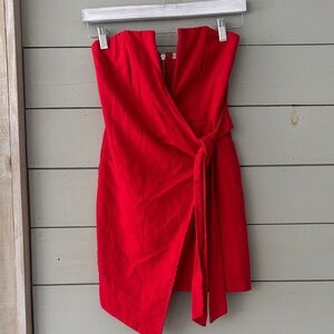 White Fox Red Wrap Mini Dress — Size Small